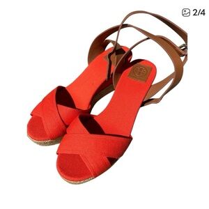 Tory Burch Red and leather Espadrille Sandals